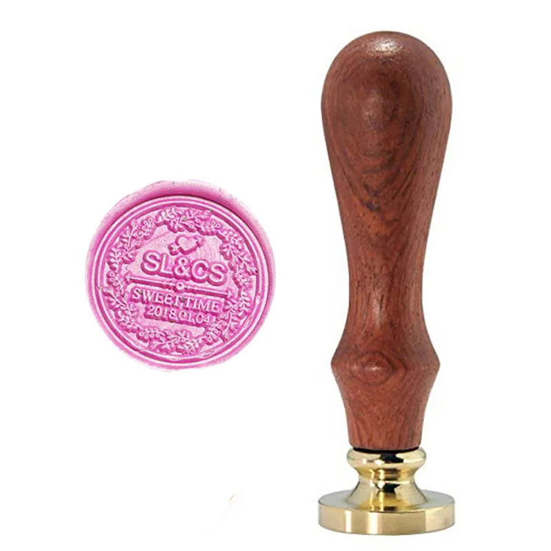 1 wax seal stamp Подписные пользовательские буквы Дата сладкое время венок - Цвет: 1 wax seal stamp