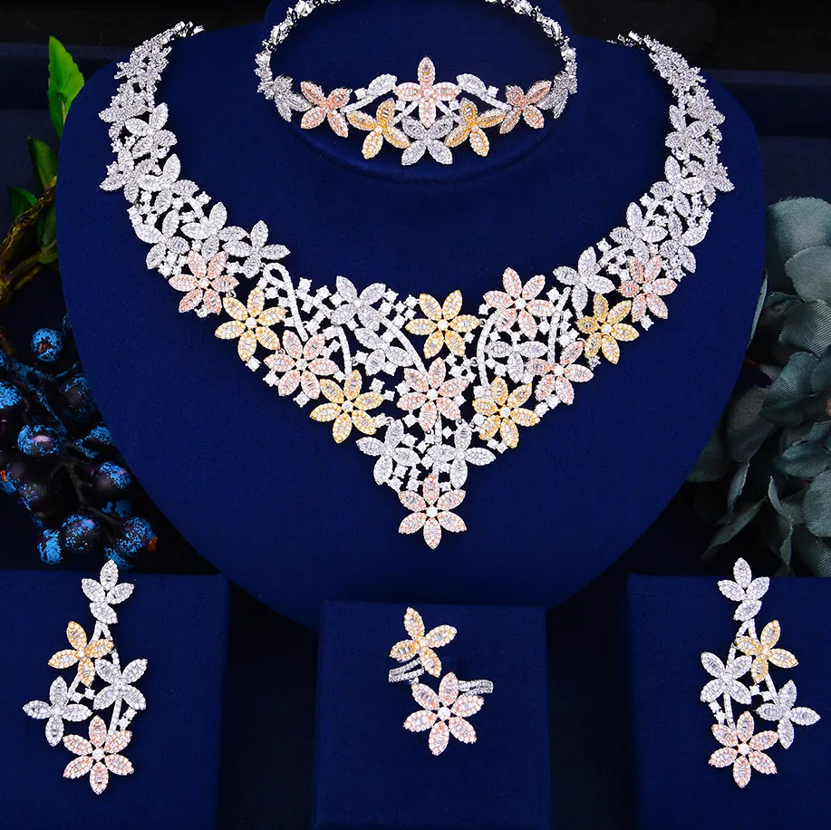 

GODKI Trendy Luxury Flowers African Necklace Earring Set Jewelry Sets For Women Wedding Zircon CZ Dubai Bridal jewelry Set 2019