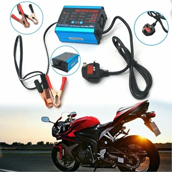 Car Battery Charger Automatic Intelligent 12V 6V 4 Charging Modes Aluminum Motorcycle Car Battery Charger Bike Van Display Power