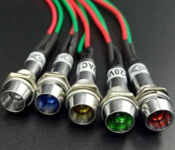 

8pcs LED indicator light 220V 12V 8mm mounting hole signal light