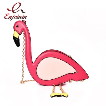 

Fun fashion flamingo style personality pu leather casual ladies crossbody mini messenger bag shoulder bag handbag chain purse