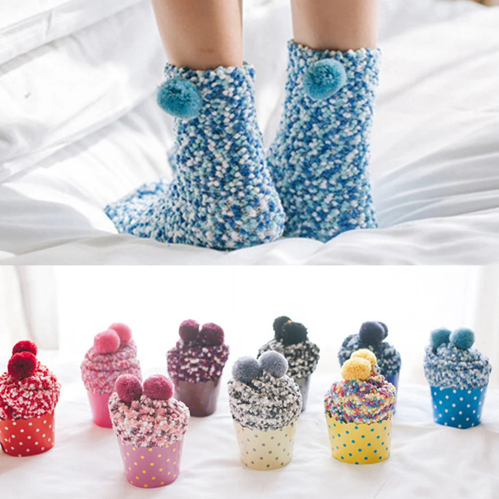 1 pair Colorful Women Girls Bed Socks Fluffy Warm Winter Kids Gift Soft