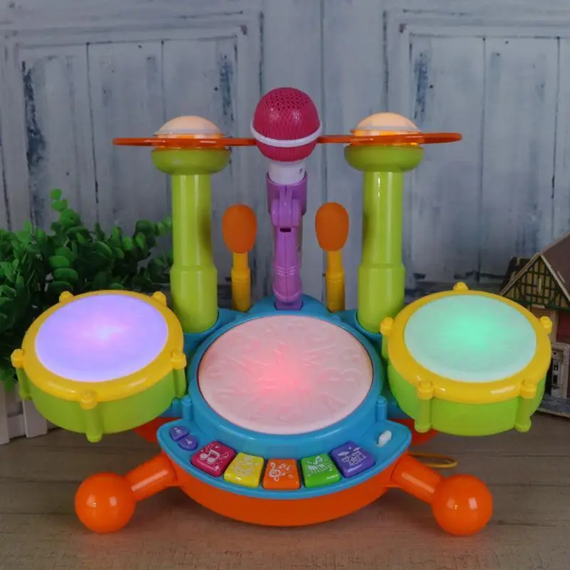 Детские музыкальные барабанные игрушки, детский Джазовый барабанный набор, электронный ударный инструмент, музыкальный инструмент, развивающие подарки, игрушки для детей 3 лет