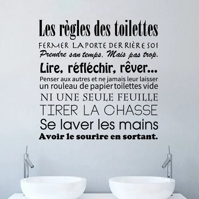 Aliexpress Free Shipping New Style French Bathroom Rules Free Shipping New Style French Bathroom Rules Wall Stickers Mural Art Wallpaper Home Decor Vinyl