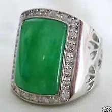Качественные модные картины> Красивые благородные натуральные зеленые продажи Jadeite Модные мужские кольца Размер 8-12