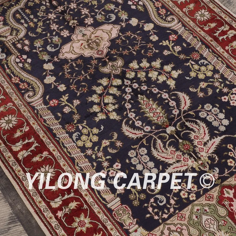 YILONG 3'x5' персидский ковер ручной работы Шелковый Синий изысканный античный напольный ковер(YHW322B3x5