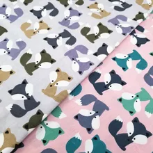 Хлопковая ткань с принтом лисы, 2 цвета, Детская Хлопковая Лоскутная Ткань Тильда, стеганая Лоскутная Ткань для шитья, материал для кукол