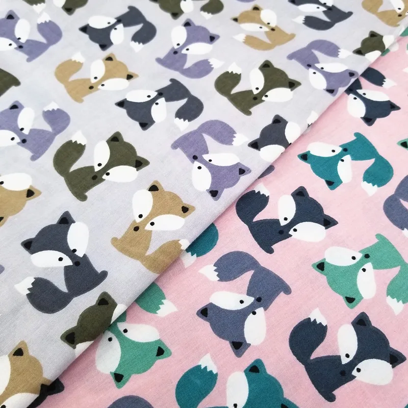 

Printed fox 2 color Cotton Fabric Printed Kids Cotton Patchwork Tilda Cloth Quilting Patchwork Fabrics For Sewing Doll Material