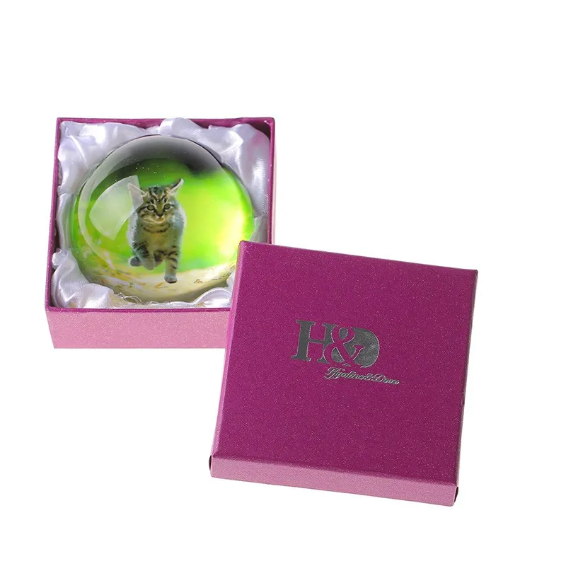New 80mm Cut cat Decorative Glass Paperweights Crystal Half Sphere Ball Collection Tabletop Feng Shui Home Birthday Decoration (5)