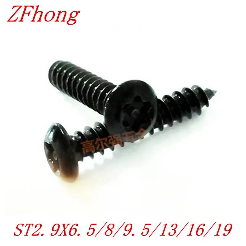 100 шт./лот ST2.9 * 6/8/9/13/16/19 M3 шестиугольная черная головка Torx саморезы|self tapping screw|tapping