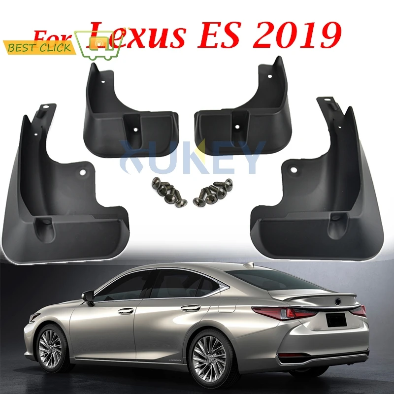 Full Set Of Black Splash Guards Mud Flaps For 2019-2024 Lexus ES, ES300h, ES350