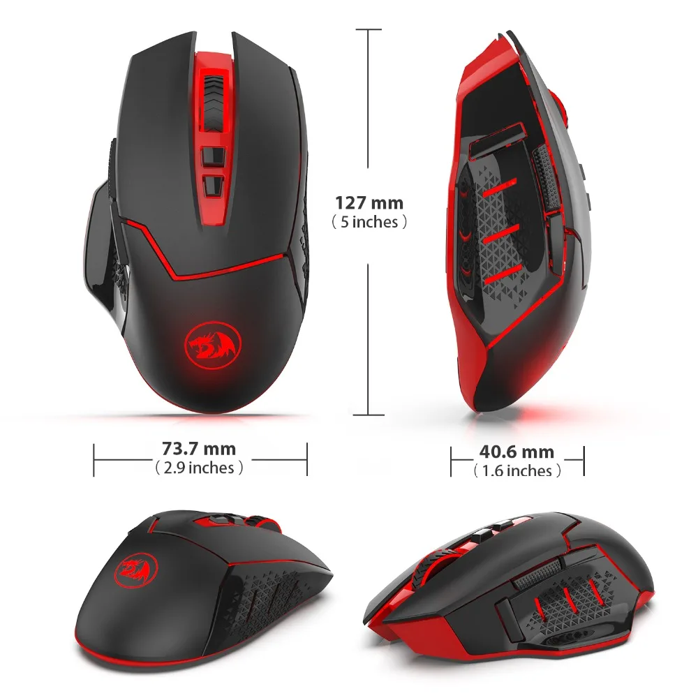 Redragon Professional Wireless Gaming Mouse 8 Buttons Mice for MMO Pro Gamers PC Computer Laptop Redragon Professional Wireless Gaming Mouse 8 Buttons Mice for MMO Pro Gamers PC Computer Laptop