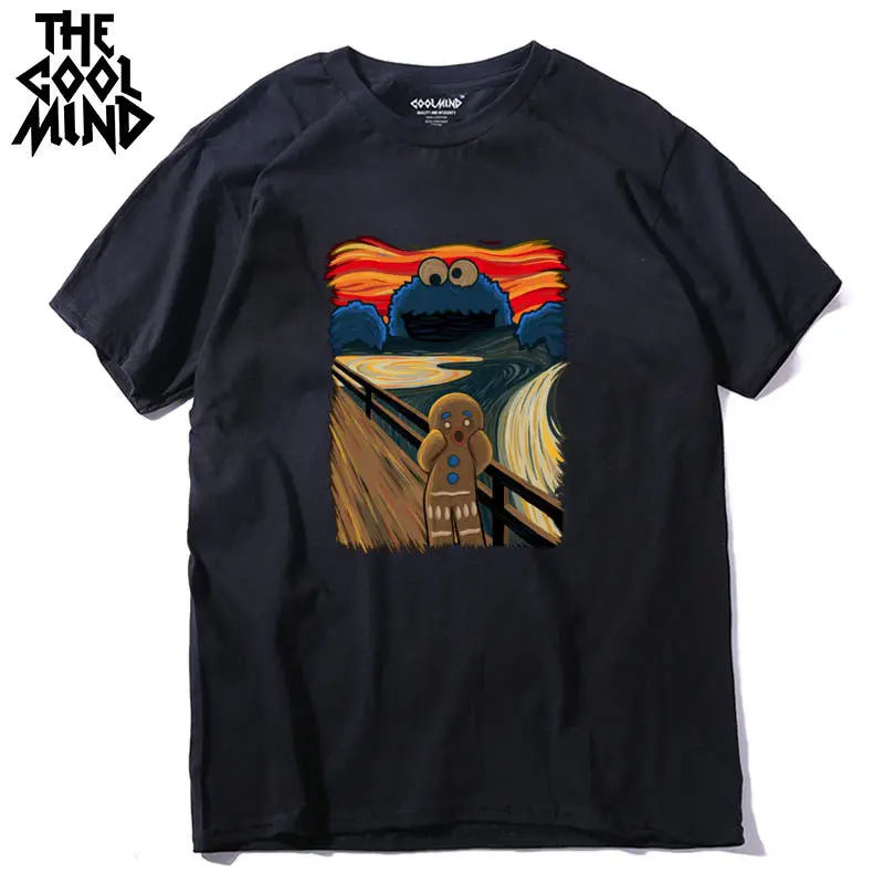 

COOLMIND QI0312 short sleeve 100% cotton printed men tshirt casual funny summer o-neck male t-shirt fashion tops tees