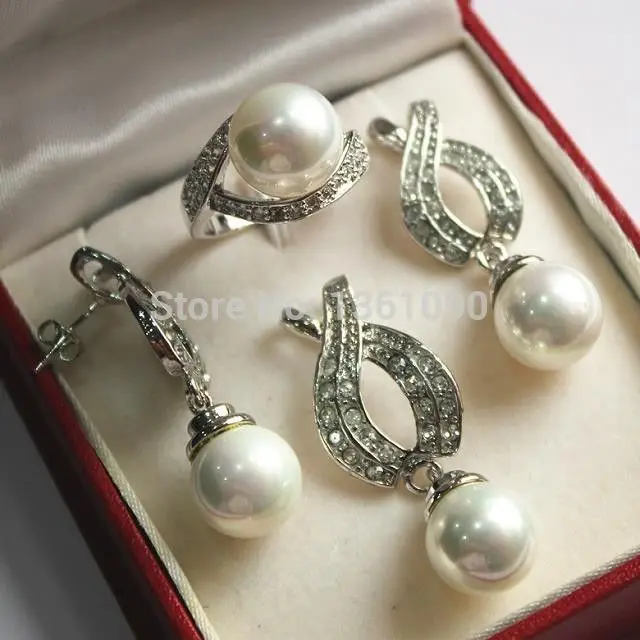 

j0075 6 colors-white/pink/red/ shell pearl/ring pendant earring (C0405)
