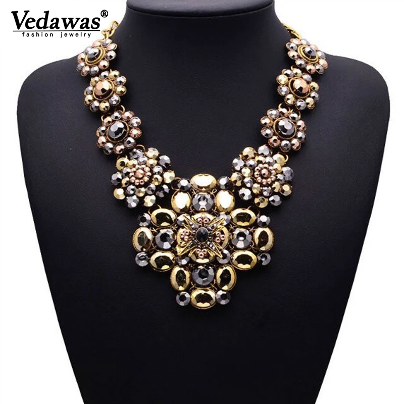 

2019 New Design Long Vintage Statement Necklaces & Pendants Gold Crystal Flower Necklace For Women Gothic Collares Mujer XG081