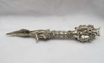 

Tibet Buddhist White Copper Silver Hayagriva Vajrakila Fa Qi Dagger Vajra pestle