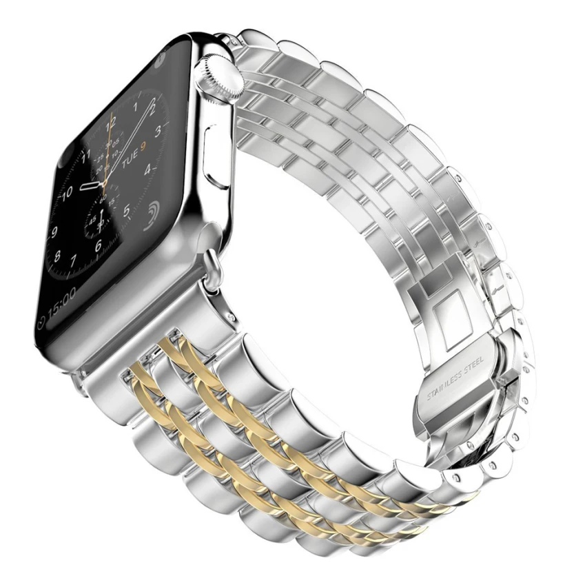 

Luxury Stainless Steel Strap for apple watch band 42mm/38mm/44mm/40mm link Bracelet Watchband Series 4/3/2/1 metal wrist belt