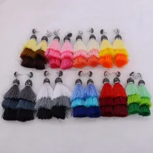 Rainbow color layer tassel skirt tassel earrings handcrafted tassel dangle earrings gems druzy earrings 2132