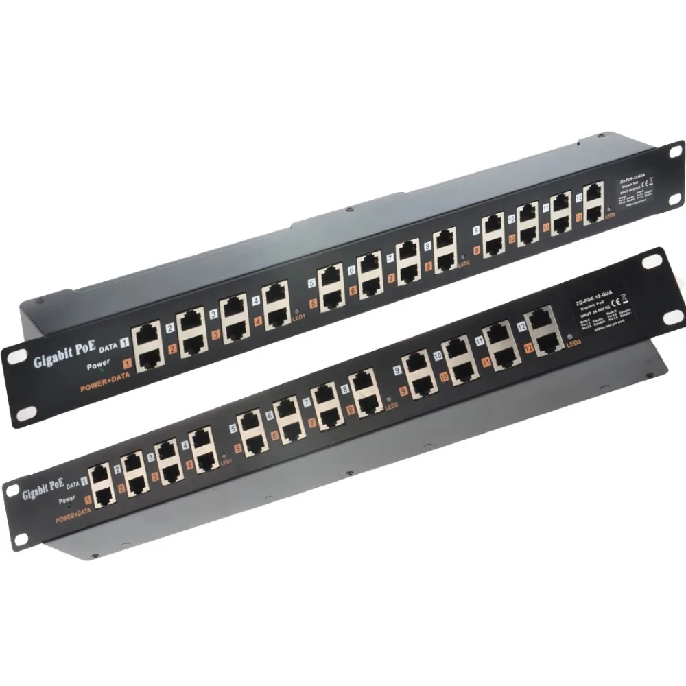 Аксессуары для видеонаблюдения PoE Инжектор 12 порты и разъёмы Gigabit наборная панель PoE сети CCTV камера