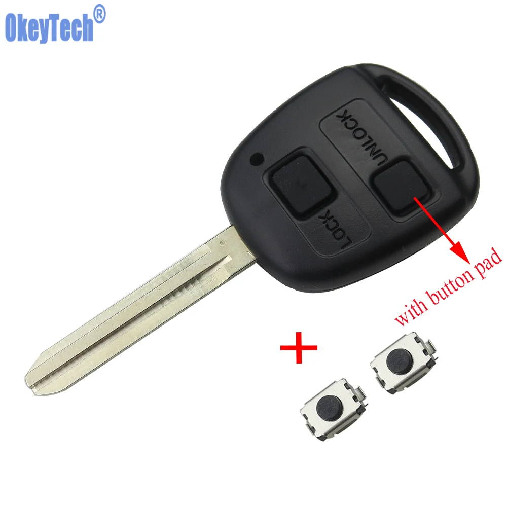 OkeyTech 2 Button Car Remote Key Case Shell For Toyota Yaris Avalon Camry RAV4 Corolla Echo Replacement Fob Cover +2pcs Switches