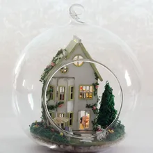 G011 DIY Мини стеклянный шар Кукольный дом сборка деревянный кукольный домик миниатюрное здание виллы наборы ручной работы игрушка