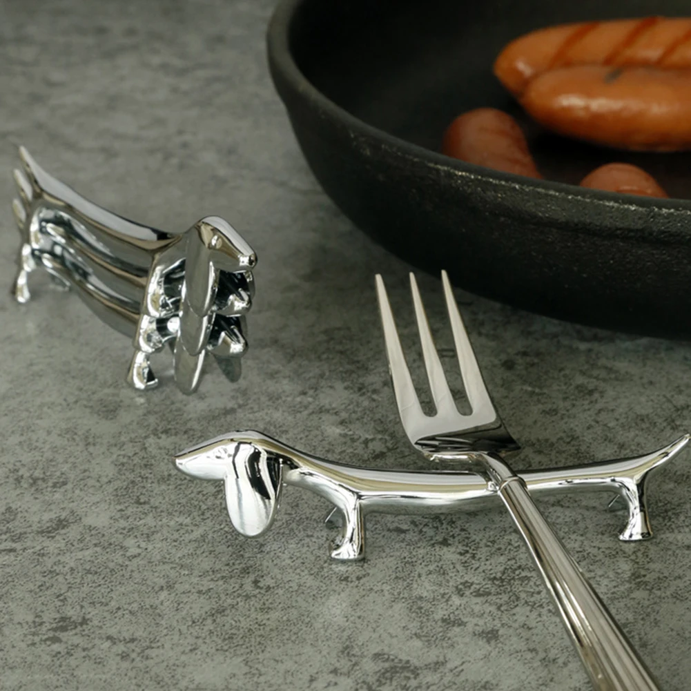 Форма собаки палочки для еды держатель нержавеющая сталь Вилка Нож Подставка для хранения настольные декоративные столовые принадлежности