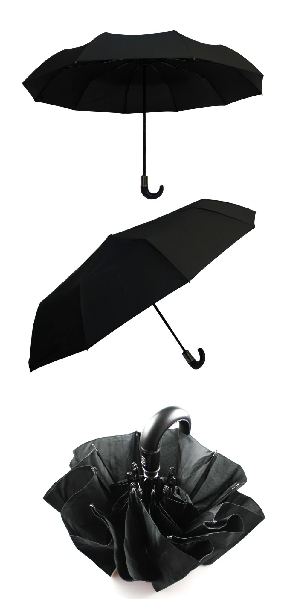 EasyZreal кожа изогнутая ручка для мужчин Автоматический бизнес зонтик мужской ветрозащитный черный большой автоматические зонты от дождя paraguas
