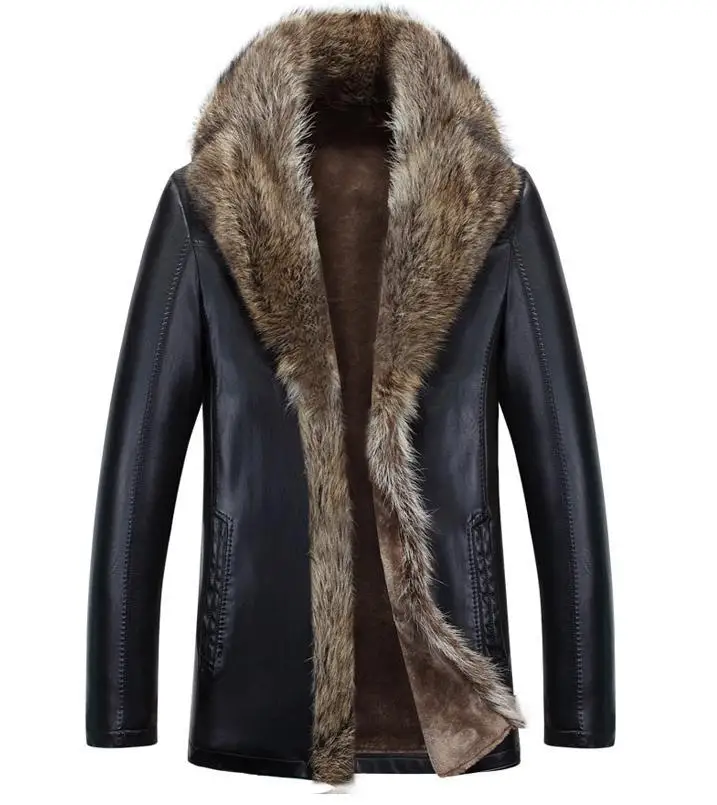 

2017 Winter Genuine Leather Mens Jacket Leisure Leather Jacket Men Warm Thick Coats Long Style Mens Leather Jackets And Coats