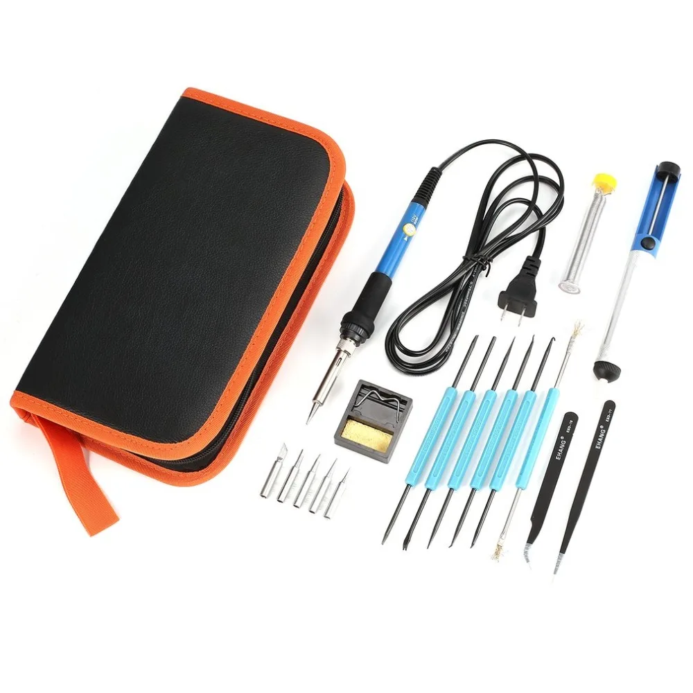 

18pcs Adjustable Temperature Gun Electric Welding Soldering Iron Tool Set US EU Plug Welding Tool Kit Tin Wire Pliers Welding