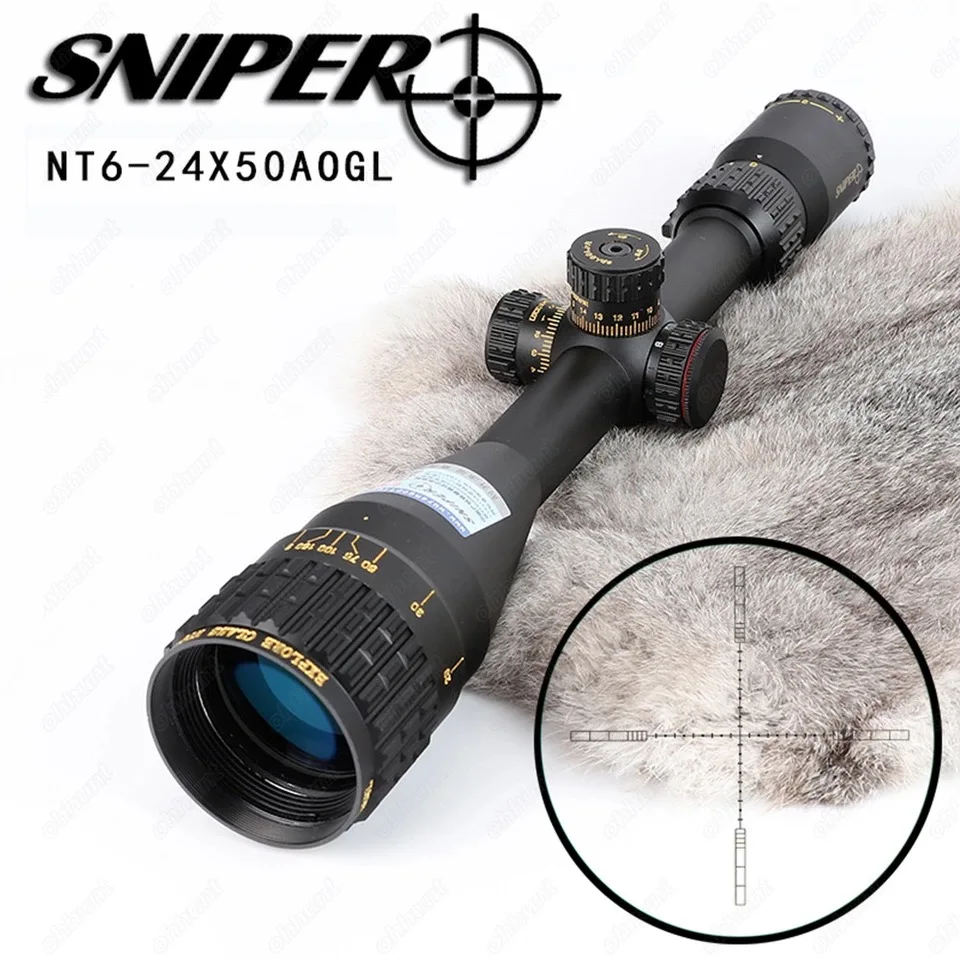 

SNIPER NT 6-24X50 AOGL Hunting Riflescopes Tactical Optical Sight Full Size Glass Etched Reticle RGB Illuminated Rifle Scope