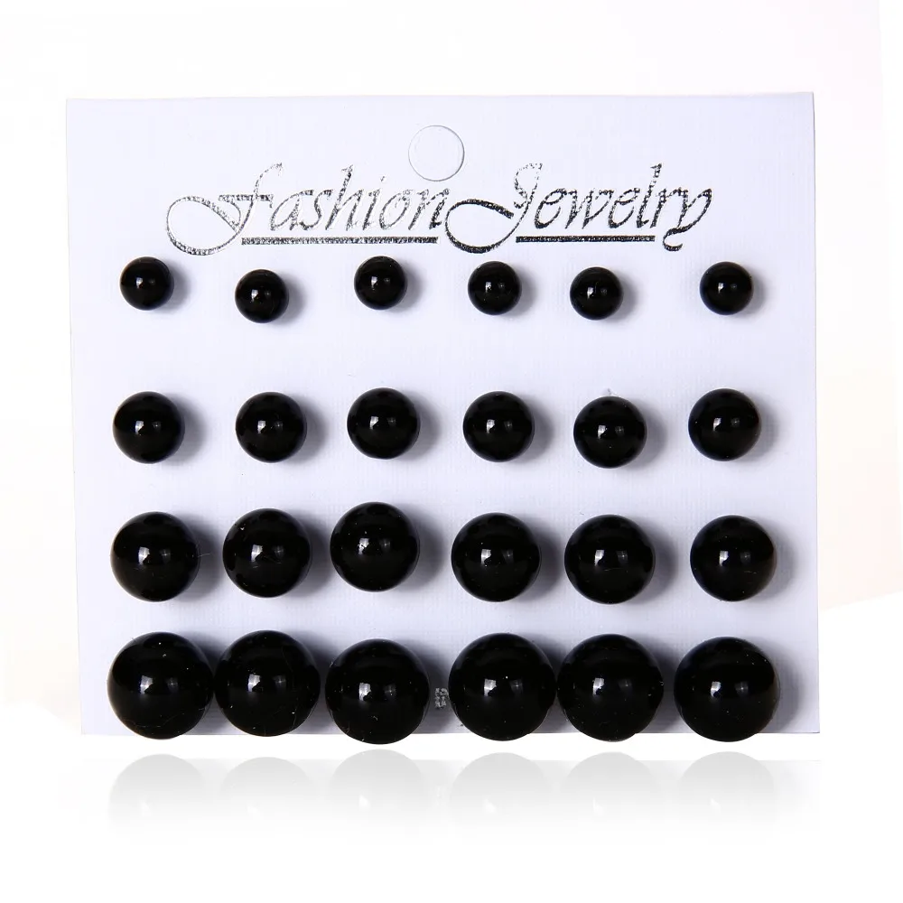 

Imitation Pearl Black Alloy 6MM 8MM 10MM 12MM Women Fashion Stud Earrings Jewelry Accessories Wedding Earrings