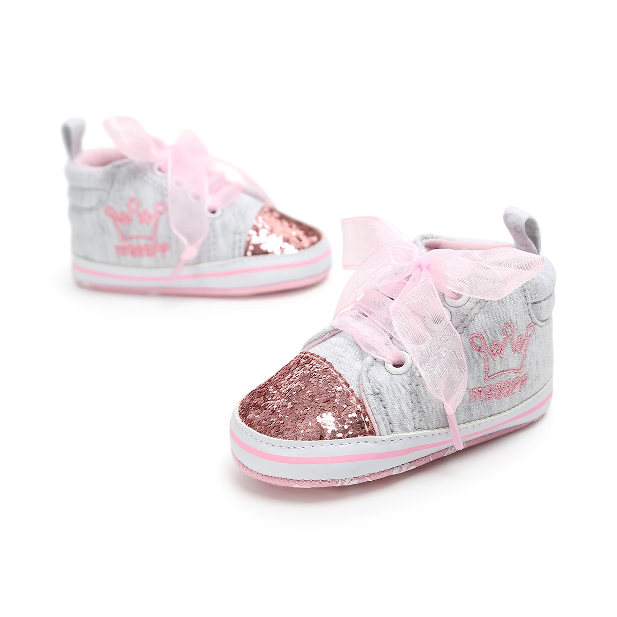 Pudcoco/Обувь для новорожденных девочек; парусиновая детская обувь для малышей; обувь для новорожденных девочек с короной и мягкой подошвой