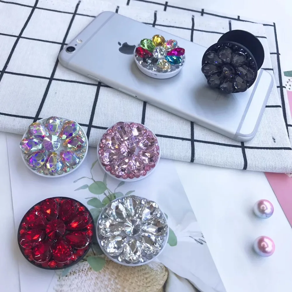 Air bag cell phone bracket luxury diamond Phone Stand Finger Holder For