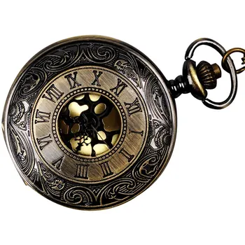 

Men Women Clock Relogio De Bolso 2019 Vintage Bronze Pocket Watch Roman Numerals Quartz Necklace Pocket & Fob Watches Chain