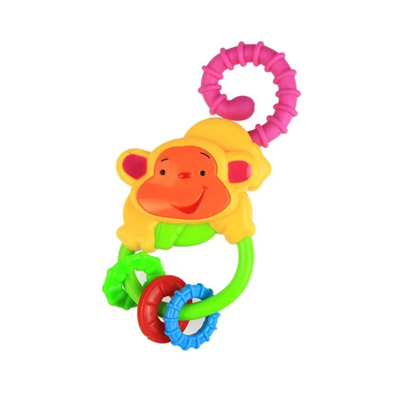 Погремушки для новорожденного ребенка игрушка мультфильм Животные Резиновый музыкальный погремушка для малышей Дети Прорезыватель зубов в виде руки игрушки развивающая игрушка 0-12 месяцев подарок - Цвет: 1 multicolor monkey