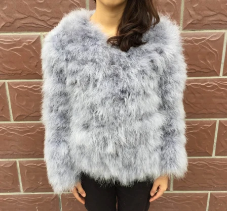 JKKFURS Новая женская шуба из натурального меха зимняя теплая куртка из натурального страусиного пера меховая Домашняя одежда наивысшего качества S1002 - Цвет: Grey