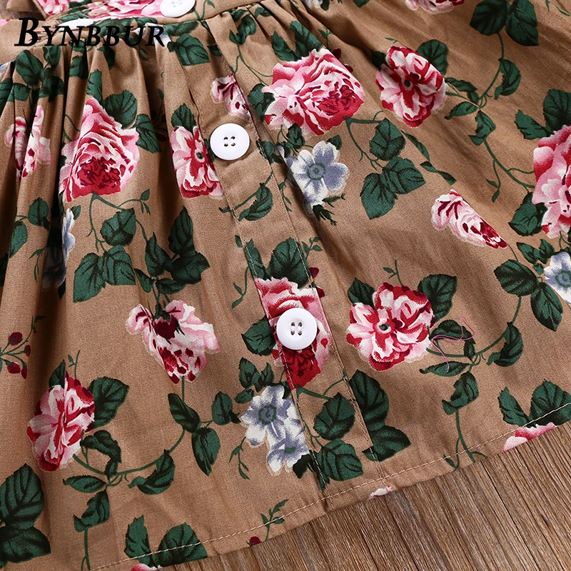 Bynbbur Solid Top And Floral Print Dress Sets 2 Pieces Suits Girl Kids Elastic Waist Cute Sets Cute Baby Girls 2019 Summer New