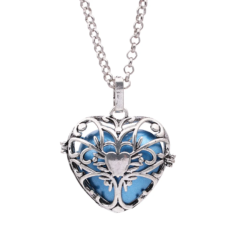 

1pc Hollow Heart Shape Mexico Sound Chime Angel Ball Caller Locket Necklace for Essential Oil Diffuser Pregnant Women Fun Gift