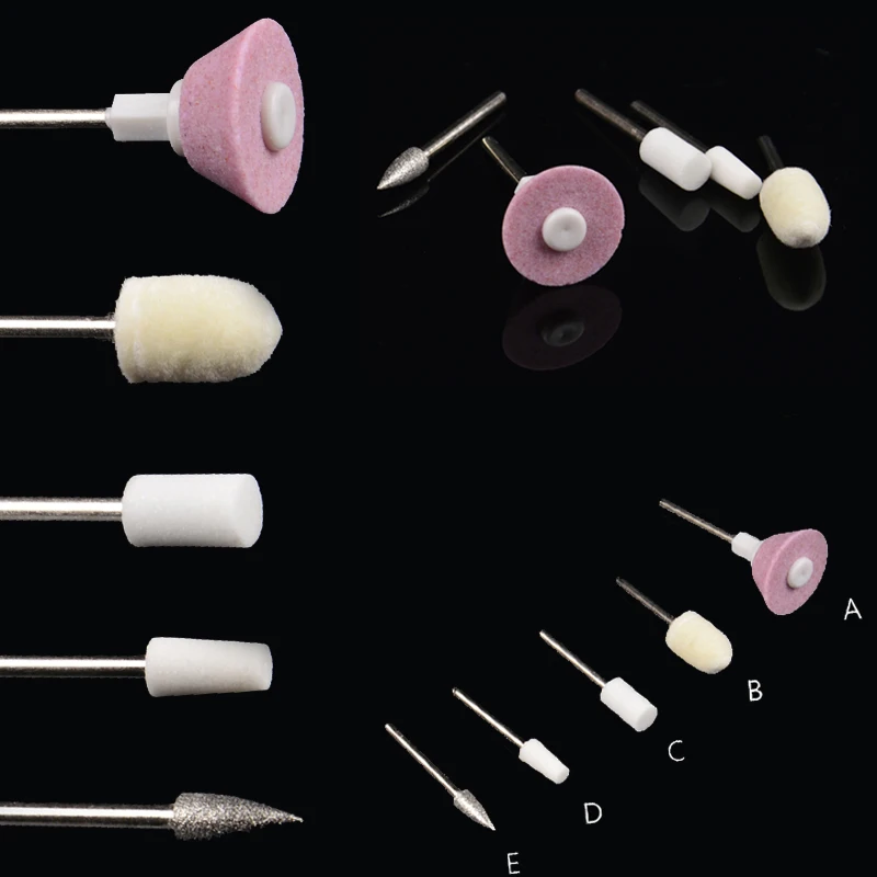 

YZWLE 5Pcs Professional Grinding Stone Head Wool Nail Drill Bit Kit Electric Drill Manicure Pedicure Nail Tools Accessories