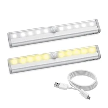 USB перезаряжаемая 10 светодиодная подсветка под шкаф PIR датчик движения светильник для шкафа шкаф кухонный лестничный ночной Светильник