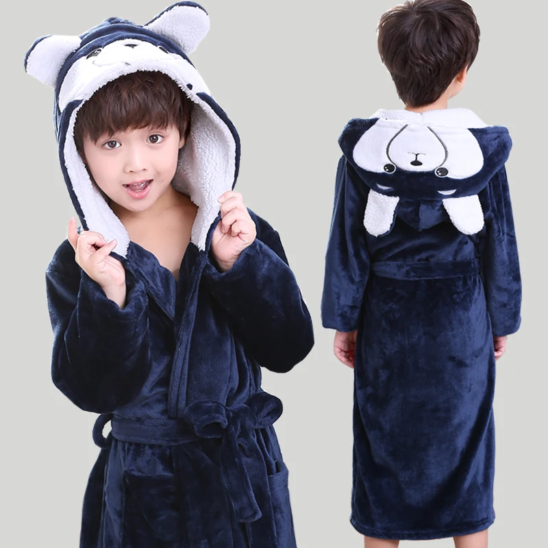 New Winter Warm Dressing Gown Kids Animal Baby Bathrobe Flannel Children Bathgrowns Bathrobes Rabbit Hooded Bath Robe for Girls child bathrobe kids robe