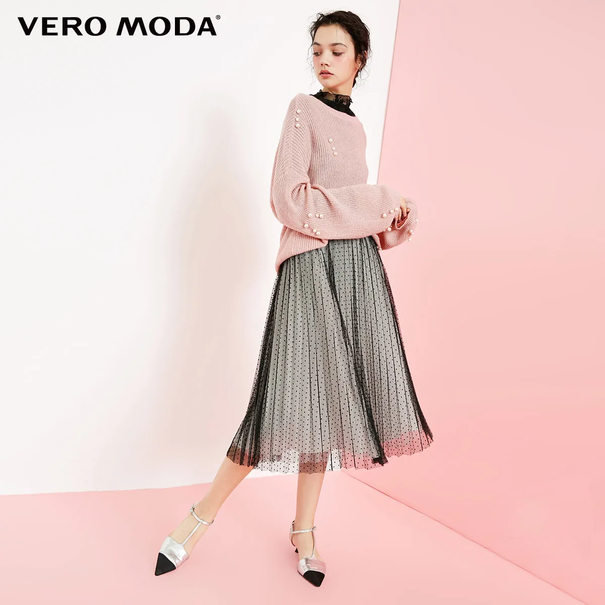 Preise Vero Moda neue perle runde tropfen schulter laterne hülse reine pullover frauen | 318413523