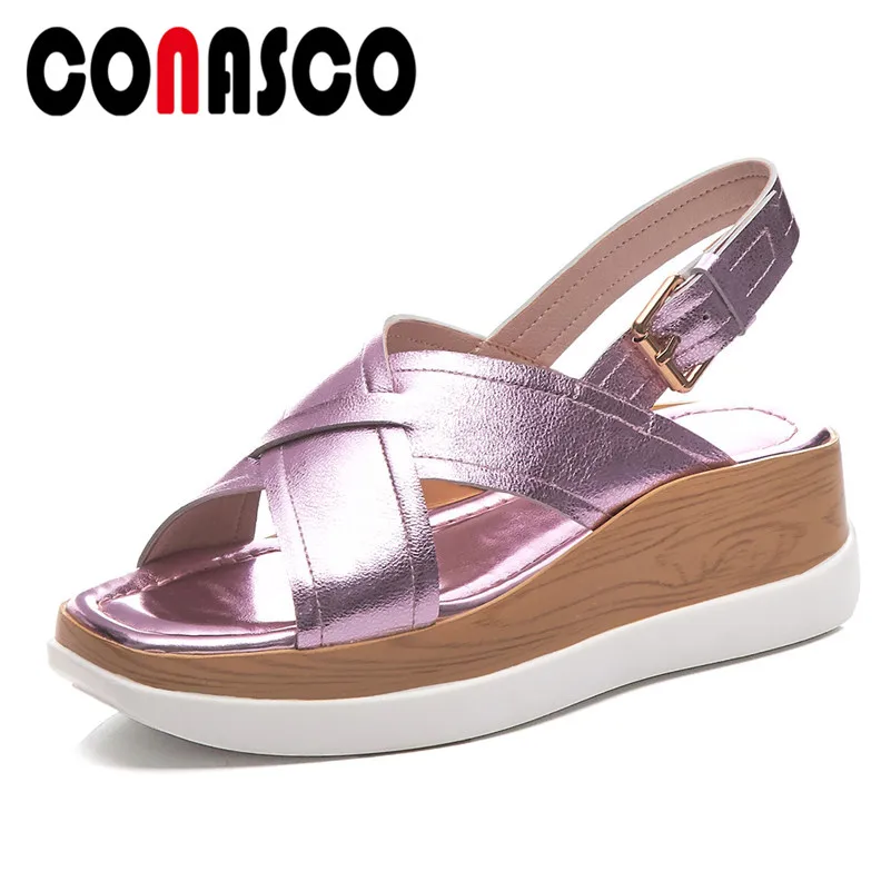 CONASCO Новинка в винтажном стиле Модная однотонная обувь из овечьей кожи Женские
