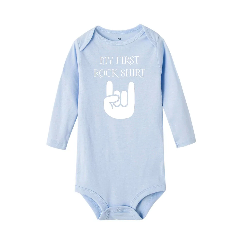 Боди для малышей с надписью «Rock My First Rock»; рубашка для малышей с длинными рукавами; хлопковое боди для малышей; милая Одежда для маленьких мальчиков; комбинезон; Одежда для младенцев - Цвет: R382-LRPLB