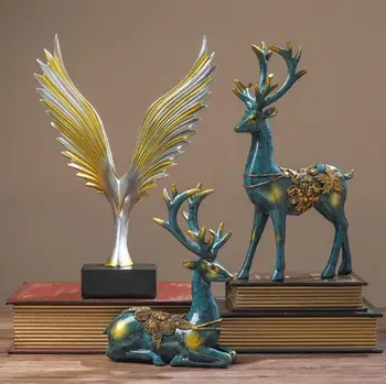 

Modern Creative Resin Deer Statue Vintage Figurines Home Decor Geometry Crafts Industrial decoration Resin Animal Figurine Gifts