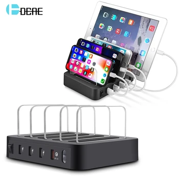 

DCAE Charging Station with QC 3.0 Quick Charge HUB Dock Organizer For Apple iPhone iPad Samsung Multi Device 4 Port USB Charger