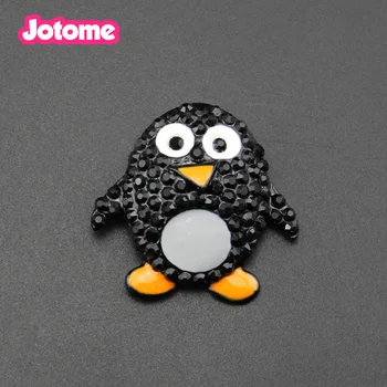 

Elegant black Rhinestone Cute Small Chubby Penguin bird Flatback Brooches (not pin)
