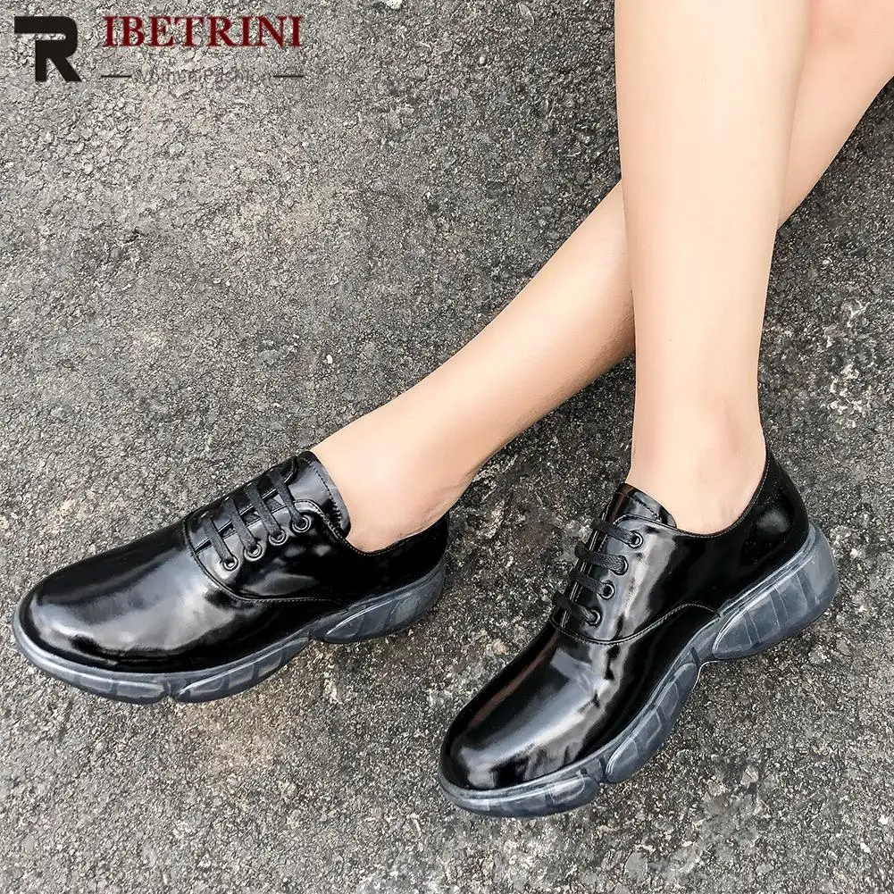

RIBETRINI New Fashion Genuine Leather Shoes Flats Woman Concise Soft Top Quality Spring Autumn Flats Women Shoes Woman