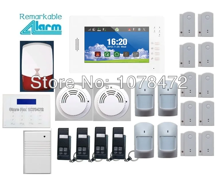 

Customized home alarm system Smart IOS Android APP,7 inch touch screen 850/900/1800/1900MHz Wireless 868MHZ GSM Alarm System