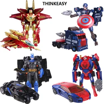 

ThinkEasy Original Package Transformation Robot Iron Spiderman Bat Aircraft robot Christmas Gift Figures Toys For Kids